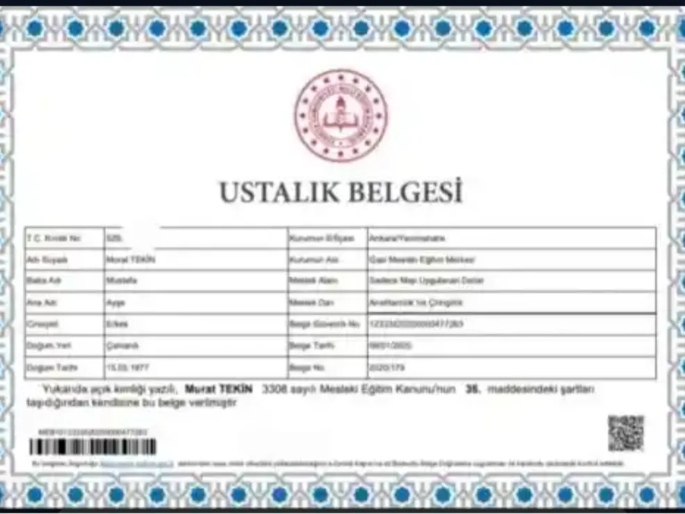HEMEN ÇİLİNGİR Ustalık belgemiz.