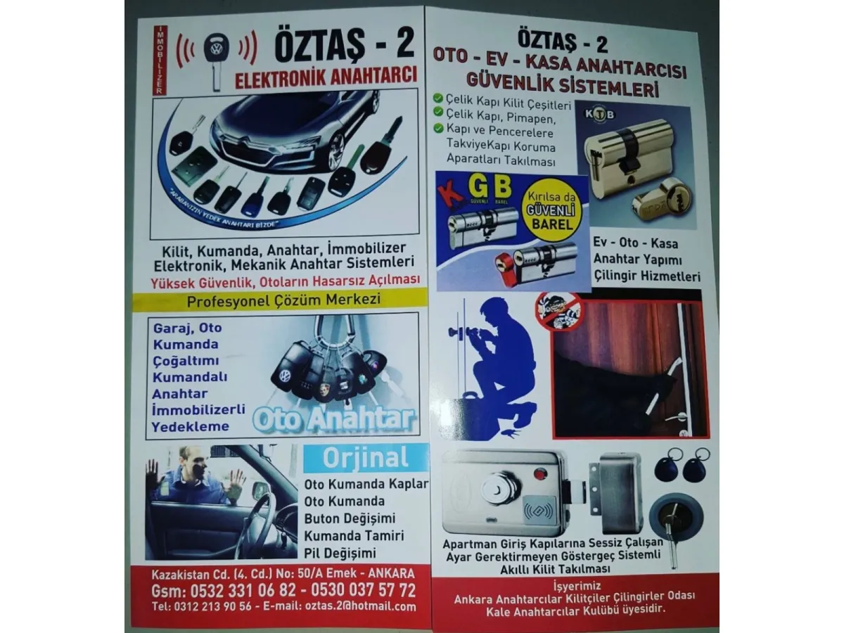 ANATARCI ÖZTAŞ 2 Oto-Ev Çilingir Hizmeti-Hırsızlığa Karşı Özel Barel Çeşitleri